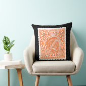 アンティーク郵便切手ニュージーランドバードオレンジ クッション (椅子)