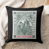 アンティーク郵便切手バーバドエスグリーン クッション (ブランケット)