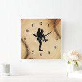 アンティーク野球選手のピッチャーの巻き上げ スクエア壁時計 (ホーム)