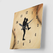 アンティーク野球選手のピッチャーの巻き上げ スクエア壁時計 (傾斜)
