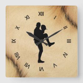 アンティーク野球選手のローマ数字投手 スクエア壁時計