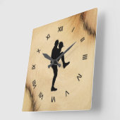 アンティーク野球選手のローマ数字投手 スクエア壁時計 (傾斜)