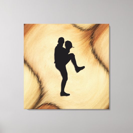 アンティーク野球選手ピッチャー キャンバスプリント (正面)