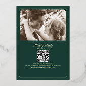 アンティーク金ゴールドとエメラルドグリーン 箔招待状 (裏面)