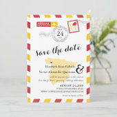 アンティーク金ゴールドとレッドスペイン航空便の日付を保存 セーブザデート (スタンド正面)