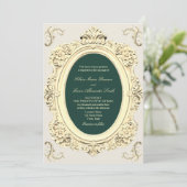 アンティーク金ゴールドエメラルドグリーン結婚ズ 招待状 (スタンド正面)