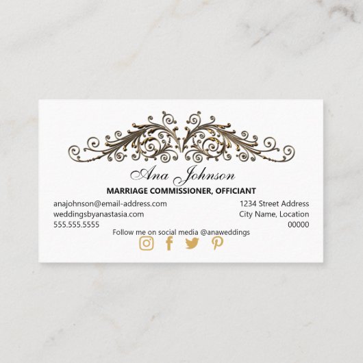 アンティーク金ゴールドエレガントが黒のグローを旋回 名刺 (裏面)