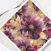 アンティーク金ゴールドエレガント金ゴールドブルゴーニュフローラルパターン スタンダードカクテルナプキン