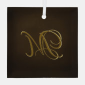 アンティーク金ゴールドエンボスモノグラムパーソナライズされたギフト ガラスオーナメント (裏面)