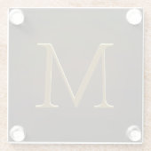 アンティーク金ゴールドエンボスモノグラムパーソナライズされたスクエア ガラスコースター (裏面)