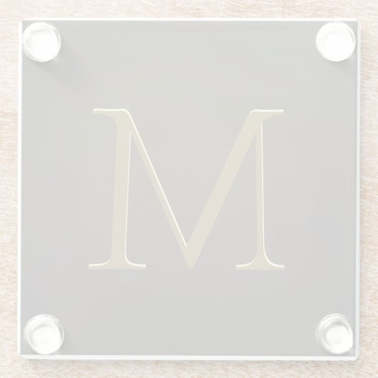 アンティーク金ゴールドエンボスモノグラムパーソナライズされたスクエア ガラスコースター (裏面)