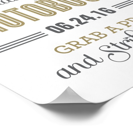 アンティーク金ゴールドカスタムウェディングフォトブースの看板 ポスター (角)