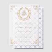 アンティーク金ゴールドクレストムスリム結婚ズ ベラム紙招待状 (オフセット (招待状))