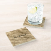 アンティーク金ゴールドグリッターハート ガラスコースター (アングル)