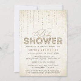 アンティーク金ゴールドグリッターベビーシャワー 招待状