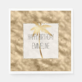アンティーク金ゴールドグリッツパームツリー スタンダードランチョンナプキン