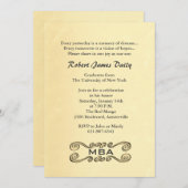 アンティーク金ゴールドスクロール卒業招待状 招待状 (正面/裏面)