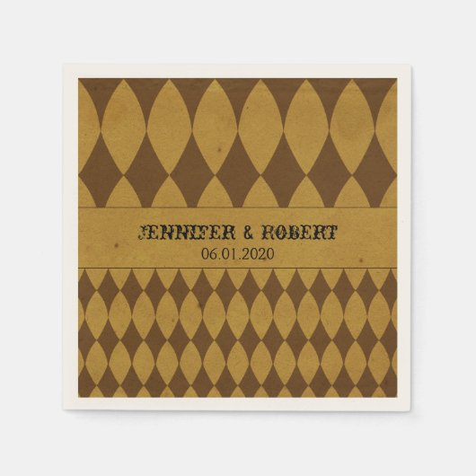 アンティーク金ゴールドダイヤモンドハ結婚レクインズナプキン スタンダードカクテルナプキン (正面)