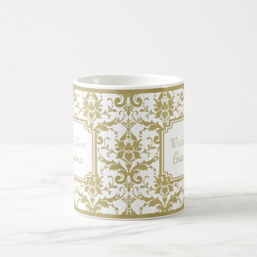 アンティーク金ゴールドダマスグ最高のラーマ コーヒーマグカップ (中央)