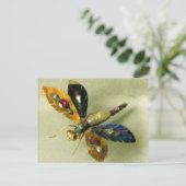 アンティーク金ゴールドドラゴンフライ宝石付き宝石 ポストカード (スタンド正面)