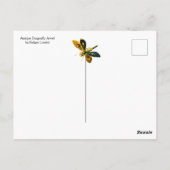 アンティーク金ゴールドドラゴンフライ宝石付き宝石 ポストカード (裏面)