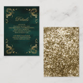 アンティーク金ゴールドフレームエメラルドグリーン詳細 エンクロージャーカード (正面/裏面)