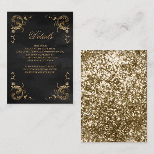 アンティーク金ゴールドフレームブラック詳細 エンクロージャーカード (正面/裏面)