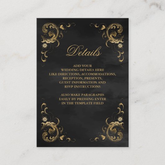 アンティーク金ゴールドフレームブラック詳細 エンクロージャーカード (正面)