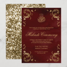 アンティーク金ゴールドフレームブルガンディレッドイスラムMhndi