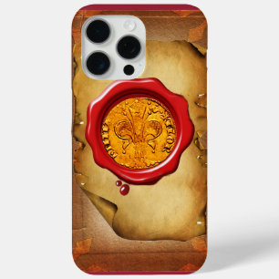 アンティーク金ゴールドフロレンチンフォーリントワックス羊皮紙 iPhone 15 PRO MAXケース