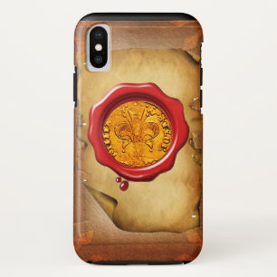 アンティーク金ゴールドフロレンチンフォーリントワックス羊皮紙 iPhone XSケース
