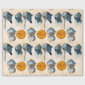 アンティーク金ゴールドフロレンチン象形付き騎士ヘルメット ラッピングペーパー (フラット)