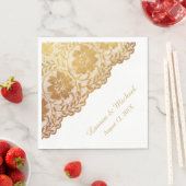 アンティーク金ゴールドフローラルフェイクパタ結婚ーン スタンダードランチョンナプキン (インサイチュ)