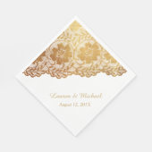 アンティーク金ゴールドフローラルフェイクパタ結婚ーン スタンダードランチョンナプキン (角)
