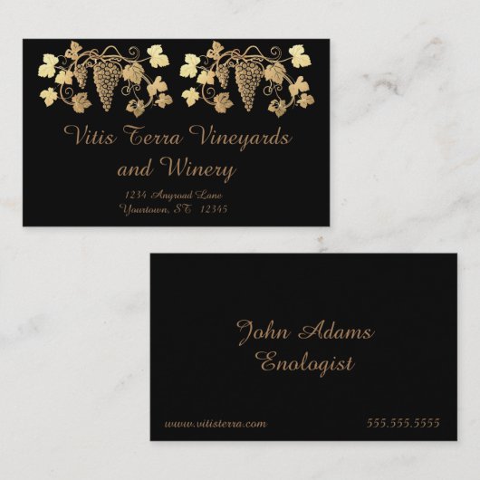 アンティーク金ゴールドブズヴィネヤードワイナリー 名刺 (正面/裏面)