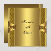 アンティーク金ゴールドブックメンス60th誕生日マン 招待状 (正面/裏面)