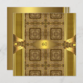 アンティーク金ゴールドブック3メンズ60thバースデーパーティーマン 招待状 (正面/裏面)