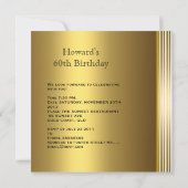 アンティーク金ゴールドブック3メンズ60thバースデーパーティーマン 招待状 (裏面)