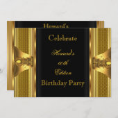 アンティーク金ゴールドブラックブック60thバースデーパーティー2 招待状 (正面/裏面)