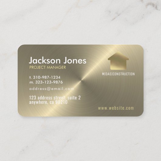 アンティーク金ゴールドミニマル建築または不動産仲介業者 名刺 (裏面)