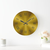 アンティーク金ゴールドメタリッククロック(ローマ数字あり) ラージ壁時計 (ホーム)