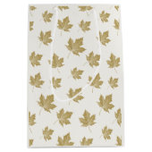 アンティーク金ゴールドメープルリーフパターン ミディアムペーパーバッグ (正面)