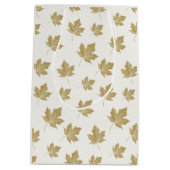 アンティーク金ゴールドメープルリーフパターン ミディアムペーパーバッグ (裏面)