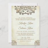 アンティーク金ゴールドモチーフヴィンテージイスラム結婚教徒 招待状 (裏面)