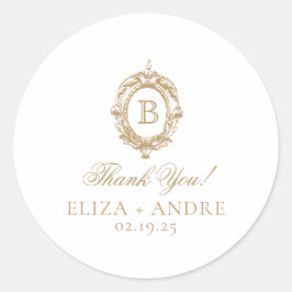 アンティーク金ゴールドモノグラムクレスト ラウンドシール