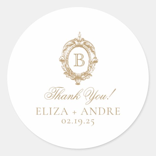 アンティーク金ゴールドモノグラムクレスト ラウンドシール (正面)