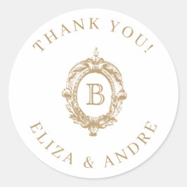 アンティーク金ゴールドモノグラム結婚クレスト ラウンドシール