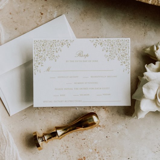 アンティーク金ゴールドヴィンテージフローララインアート 出欠カード