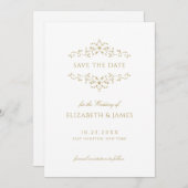 アンティーク金ゴールドヴィンテージフローラ セーブザデート (正面/裏面)