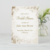 アンティーク金ゴールドヴィンテージブライダルシャワー招待 招待状 (スタンド正面)